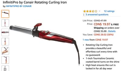 Amazon Canada Deals: Save 58% on InfinitiPro by Conair Rotating Curling Iron + Michael Kors Women’s Runway Quartz Watch for $110.43
