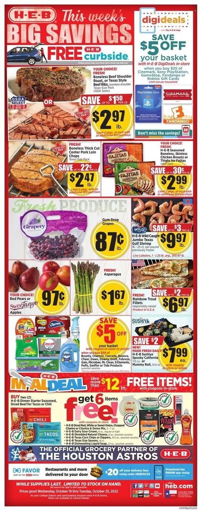 H-E-B (TX) Weekly Ad Flyer Specials October 19 to October 25, 2022