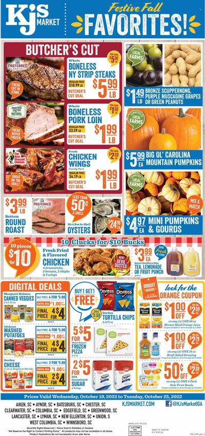 KJ´s Market (GA, SC) Weekly Ad Flyer Specials October 19 to October 25, 2022