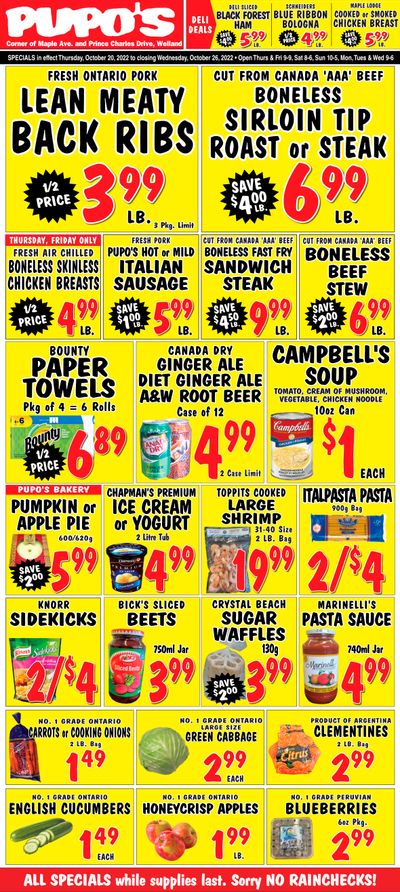 Pupo's Food Market Flyer October 20 to 26