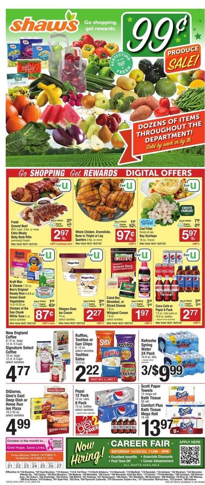 Shaw’s (MA, ME, NH, RI, VT) Weekly Ad Flyer Specials October 21 to October 27, 2022