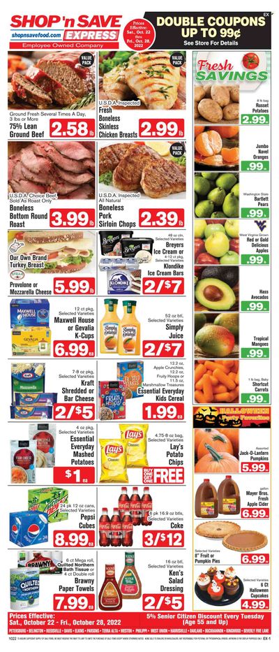 Shop ‘n Save Express (MD, PA, WV) Weekly Ad Flyer Specials October 22 to October 28, 2022