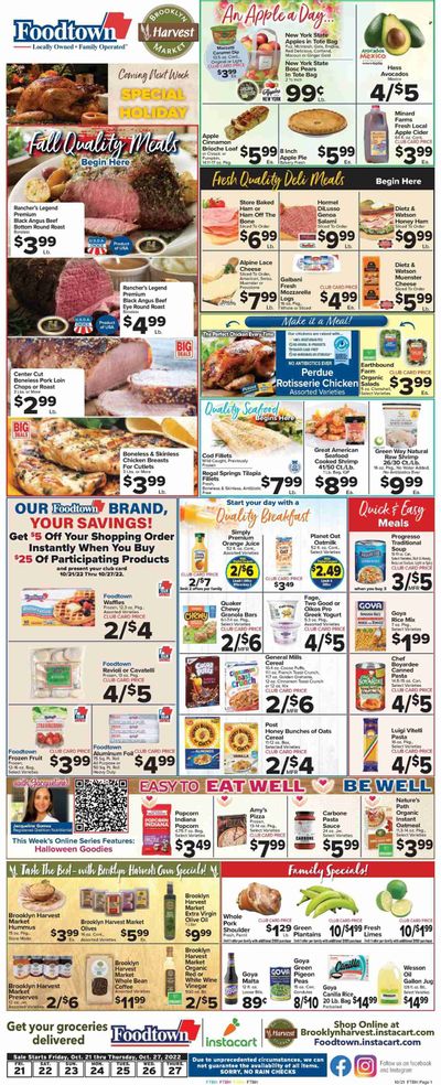 Foodtown (NJ, NY, PA) Weekly Ad Flyer Specials October 21 to October 27, 2022