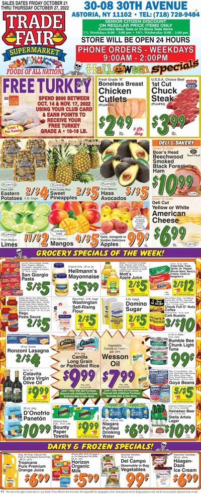 Trade Fair Supermarket (NY) Weekly Ad Flyer Specials October 21 to October 27, 2022