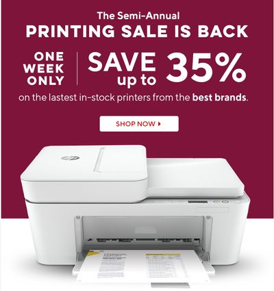Staples Canada Semi-Annual Printing Sale: Save up to 35% on Printers