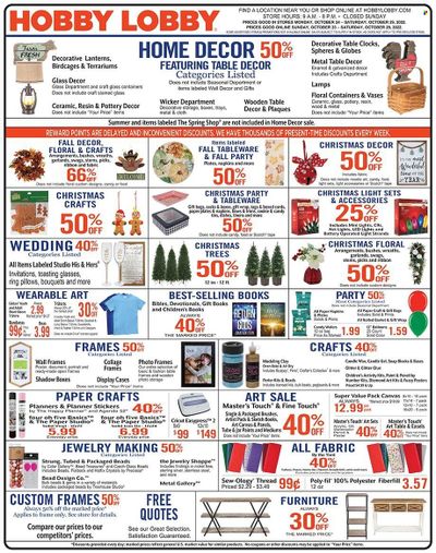 Hobby Lobby Weekly Ad Flyer Specials October 23 to October 29, 2022