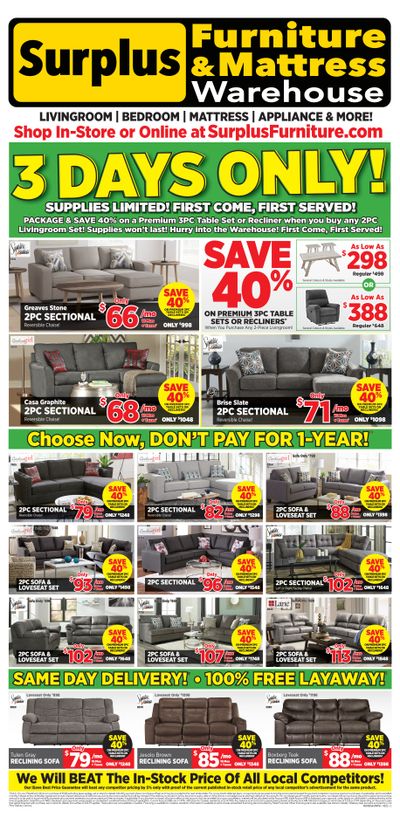 Surplus Furniture & Mattress Warehouse (Sudbury) Flyer October 24 to 30