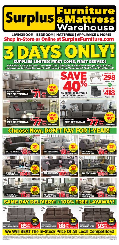 Surplus Furniture & Mattress Warehouse (St. John's) Flyer October 24 to 30