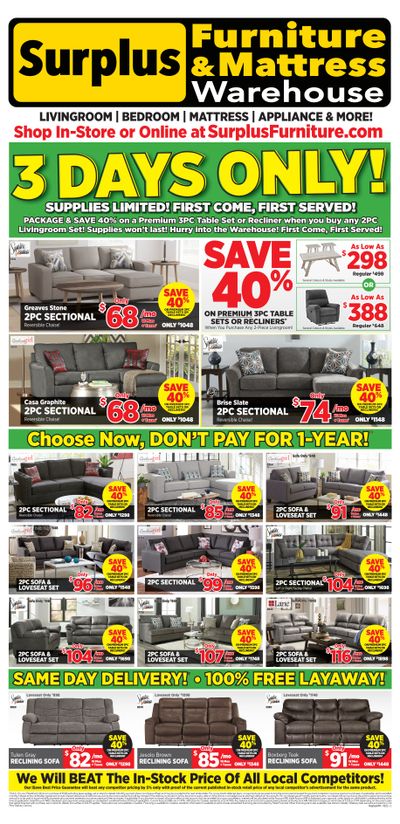 Surplus Furniture & Mattress Warehouse (Saskatoon) Flyer October 24 to 30