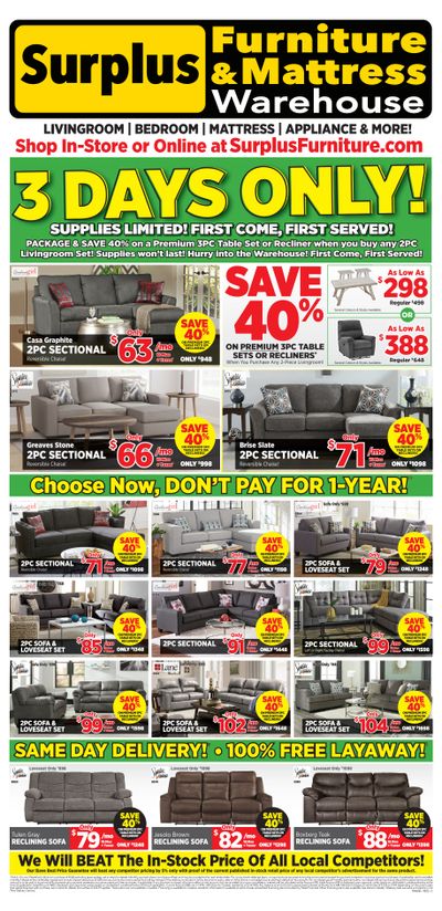 Surplus Furniture & Mattress Warehouse (Oshawa) Flyer October 24 to 30