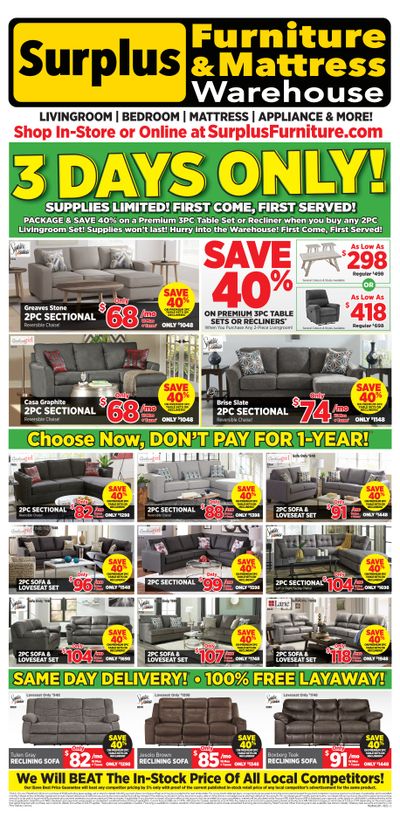 Surplus Furniture & Mattress Warehouse (Lethbridge) Flyer October 24 to 30