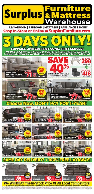 Surplus Furniture & Mattress Warehouse (Grand Falls Windsor) Flyer October 24 to 30