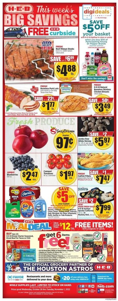 H-E-B (TX) Weekly Ad Flyer Specials October 26 to November 1, 2022