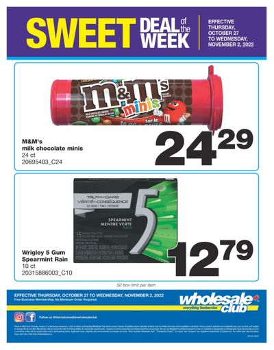 Wholesale Club Sweet Deal of the Week Flyer October 27 to November 2 Wholesale Club Sweet Deal of the Week Flyer October 27 to November 2