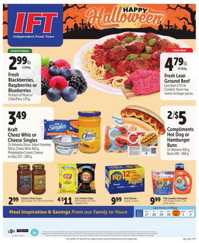 IFT Independent Food Town Flyer October 27 to November 2