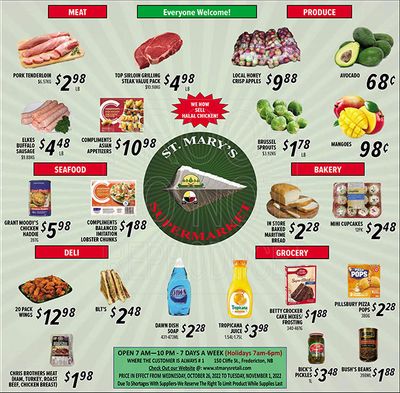 St. Mary's Supermarket Flyer October 26 to November 1