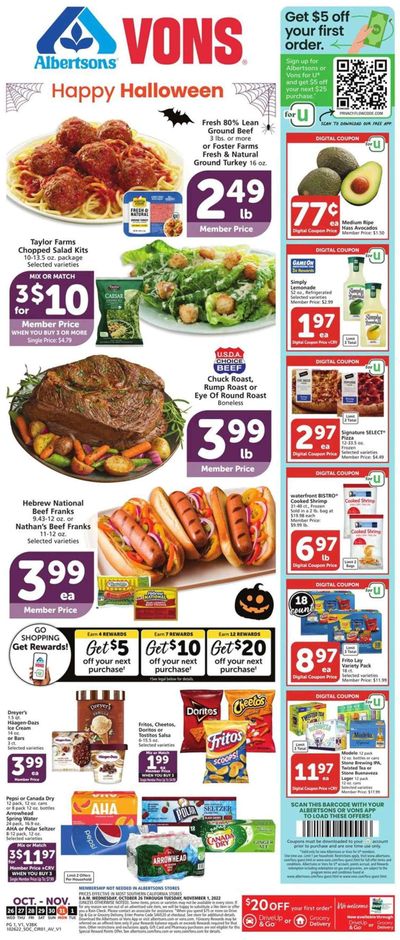 Albertsons (CA) Weekly Ad Flyer Specials October 26 to November 1, 2022