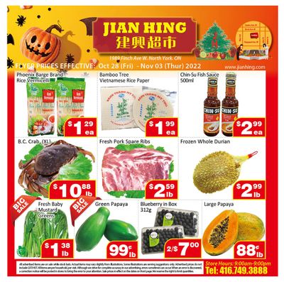 Jian Hing Supermarket (North York) Flyer October 28 to November 3