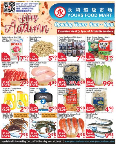 Yours Food Mart Flyer October 28 to November 3
