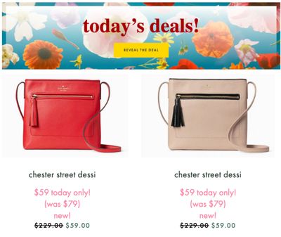 Kate Spade Online Surprise Sale: Today Chester Street Dessi for $59, was $229 + Buy a Handbag, Get a Wallet for $45 with Coupon Code