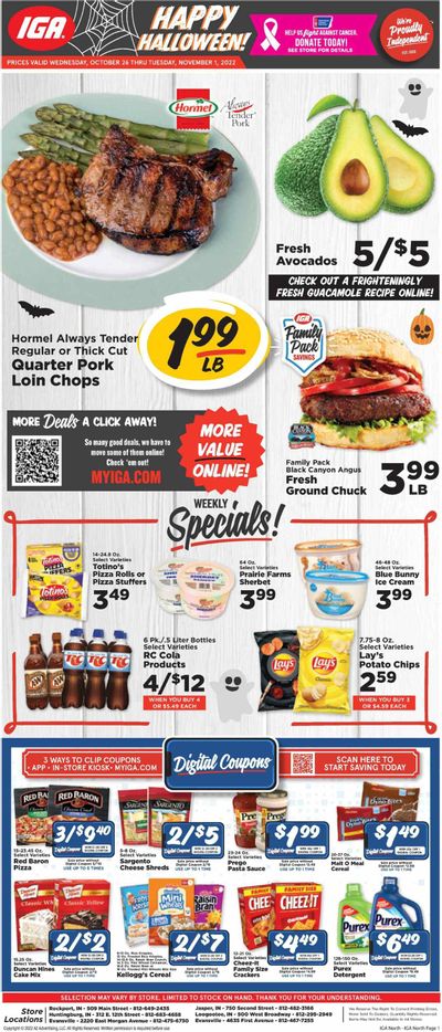 IGA (IN) Weekly Ad Flyer Specials October 26 to November 1, 2022