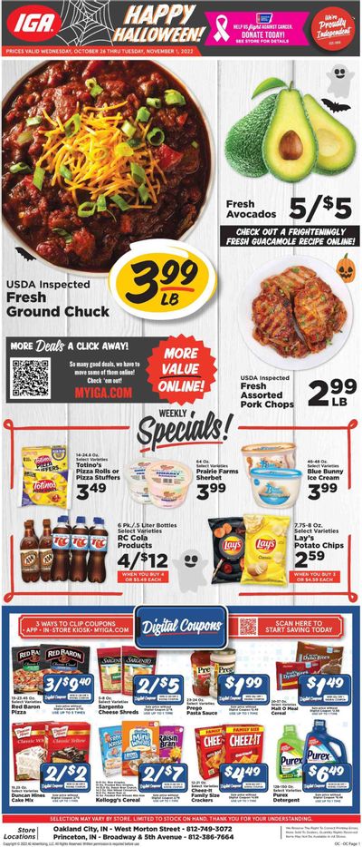 IGA (IN) Weekly Ad Flyer Specials October 26 to November 1, 2022 IGA (IN) Weekly Ad Flyer Specials October 26 to November 1, 2022