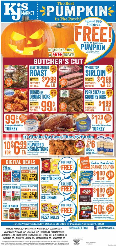 KJ´s Market (GA, SC) Weekly Ad Flyer Specials October 26 to November 1, 2022