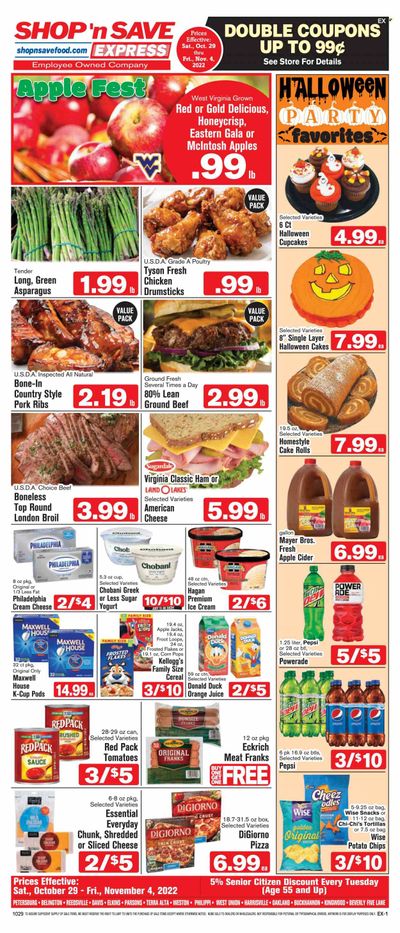 Shop ‘n Save Express (MD, PA, WV) Weekly Ad Flyer Specials October 29 to November 4, 2022