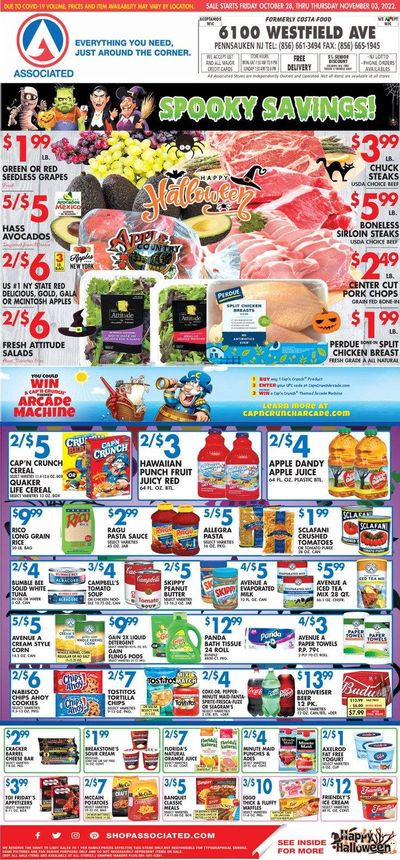 Associated Supermarkets (NY) Weekly Ad Flyer Specials October 28 to November 3, 2022