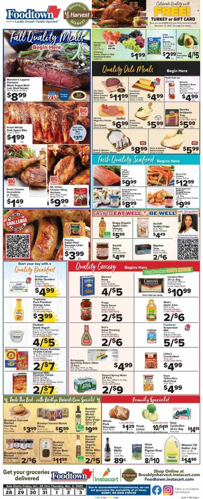 Foodtown (NJ, NY, PA) Weekly Ad Flyer Specials October 28 to November 3, 2022