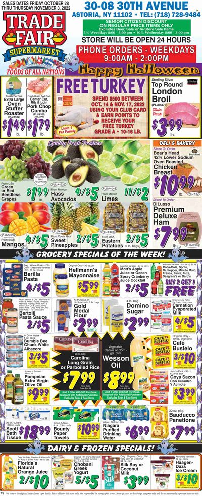 Trade Fair Supermarket (NY) Weekly Ad Flyer Specials October 28 to November 3, 2022
