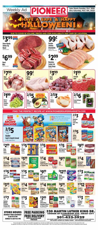 Pioneer Supermarkets (NJ, NY) Weekly Ad Flyer Specials October 30 to November 5, 2022
