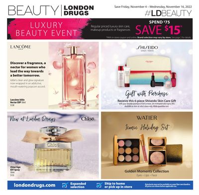 London Drugs Luxury Beauty Event Flyer November 4 to 16