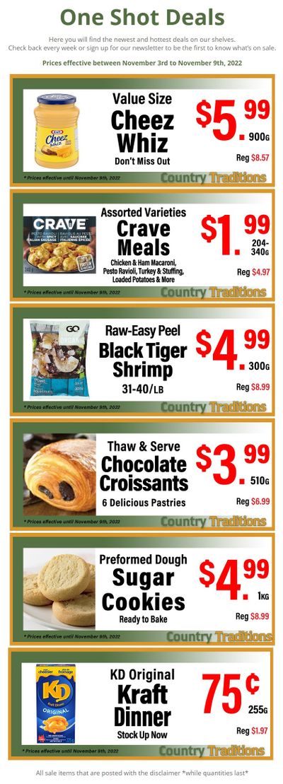 Country Traditions One-Shot Deals Flyer November 3 to 9