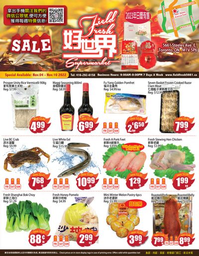 Field Fresh Supermarket Flyer November 4 to 10