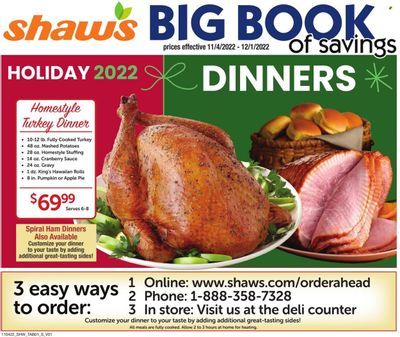 Shaw’s (MA, ME, NH, RI, VT) Weekly Ad Flyer Specials November 4 to December 1, 2022