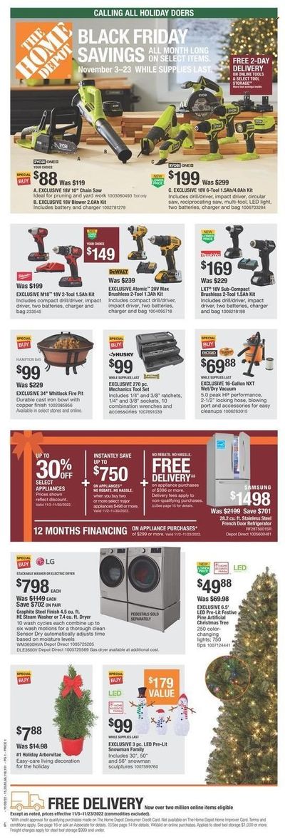 The Home Depot Weekly Ad Flyer Specials November 3 to November 23, 2022