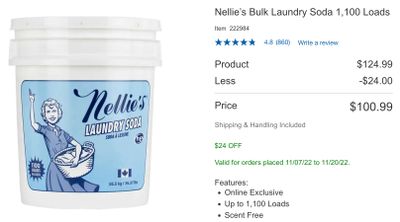 Costco Canada & Costco.ca: Nellie’s Bulk Laundry Soda 1,100 Loads $101 Reg. $125