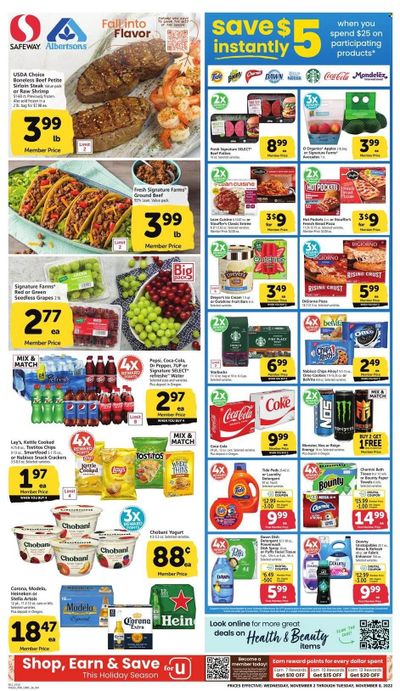 Safeway (OR) Weekly Ad Flyer Specials November 2 to November 8, 2022