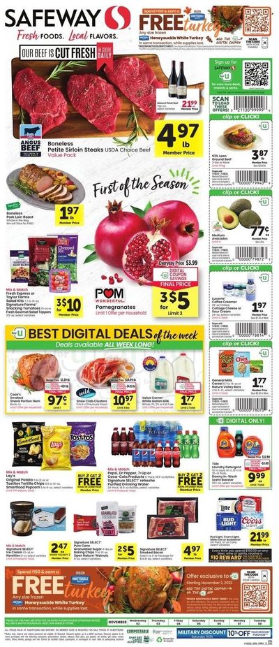 Safeway (SD) Weekly Ad Flyer Specials November 2 to November 8, 2022
