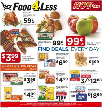 Food 4 Less (IN) Weekly Ad Flyer Specials November 9 to November 15, 2022