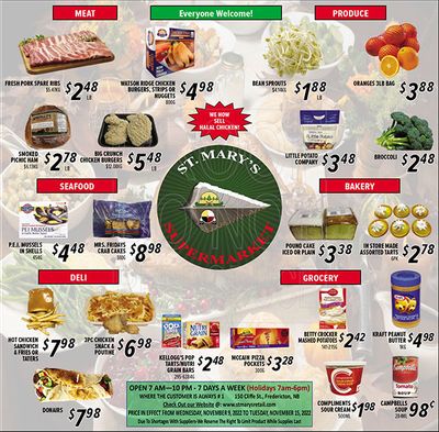 St. Mary's Supermarket Flyer November 9 to 15