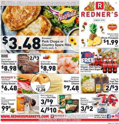 Redner's Markets (DE, MD, PA) Weekly Ad Flyer Specials November 3 to November 9, 2022