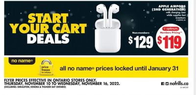 No Frills Canada: Apple Airpods 2nd Generation $119 PC Optimum Member Pricing November 10th -16th + More