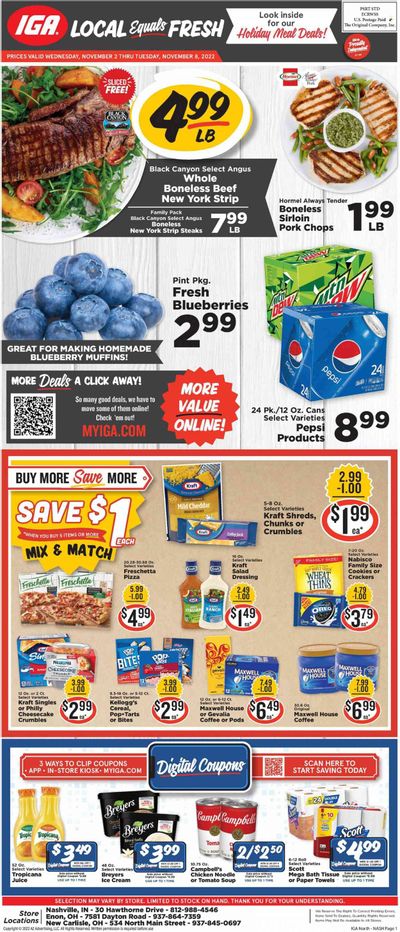 IGA (OH) Weekly Ad Flyer Specials November 2 to November 8, 2022