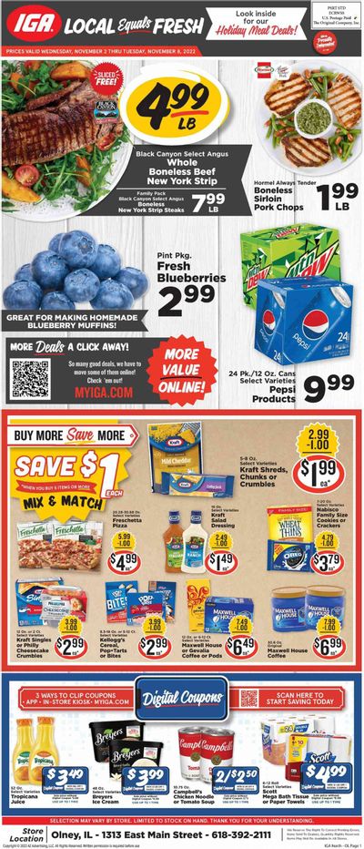 IGA (IL) Weekly Ad Flyer Specials November 2 to November 8, 2022