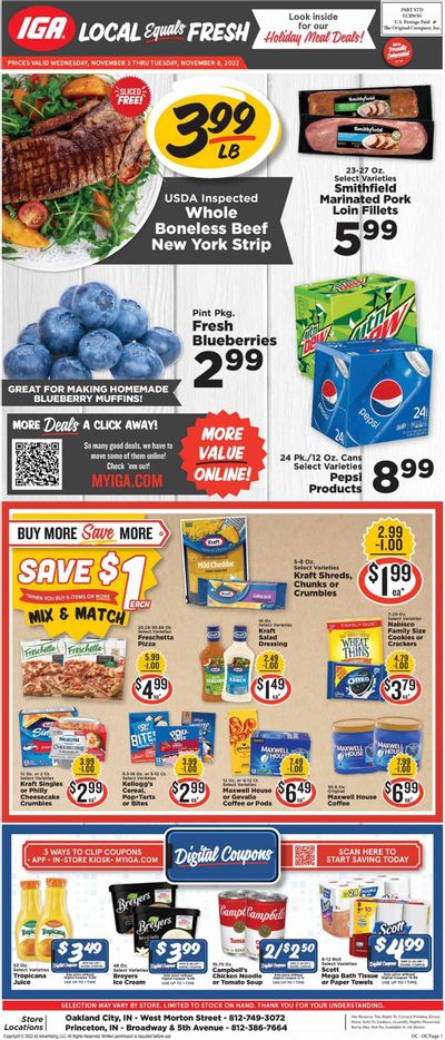 IGA (IN) Weekly Ad Flyer Specials November 2 to November 8, 2022