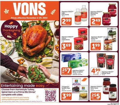 Vons (CA) Weekly Ad Flyer Specials November 2 to November 29, 2022