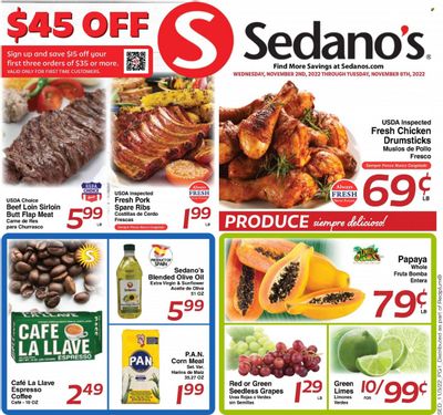 Sedano's (FL) Weekly Ad Flyer Specials November 2 to November 8, 2022