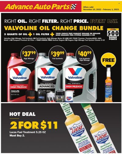 Advance Auto Parts Weekly Ad Flyer Specials November 10 to February 15, 2023